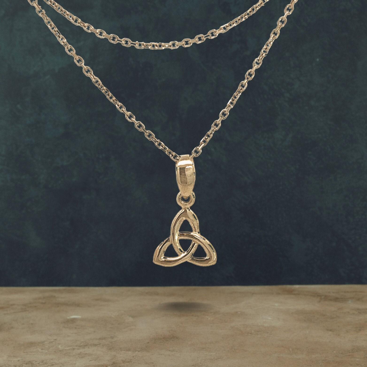 Celtic Knot Necklace - 14K Solid Gold Triquetra Pendant - 12mm - Avail in 10K or 14K Yellow or White Gold