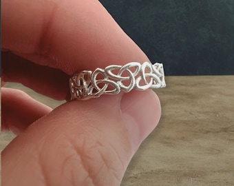 Celtic Knot Band - 925 Silver Sterling Triquetra Promise Ring - 6mm