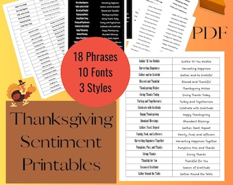 Thanksgiving Sentiments Printable: Cards & Journals (PDF)