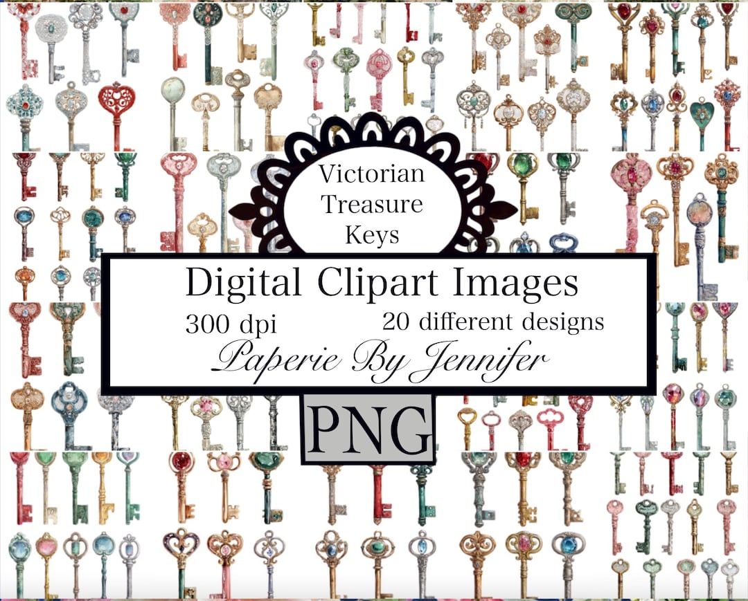 Treasure Keys Clipart: Vintage Key Images (digital Download, 20 Designs ...