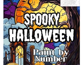 Halloween Paint by Number Coloring Book 20 Halloween Coloring Pages Instant Download Printable Papers Color by Number Relaxing Activity