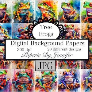 Tree Frog Papers: 20 Watercolor Designs (Digital Download)