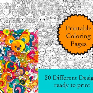 Animal Characters Coloring Book 20 Coloring Pages Instant Download Cute Animals for Kids Kids Printable Papers Cute Animals Images Line Art
