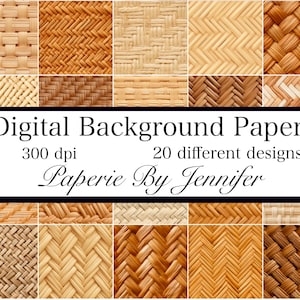 Rieten achtergronden 20 ontwerpen Instant Download rieten kaart achtergrond afdrukbare plakboekpapier rieten textuur naadloze patronen JPG PDF