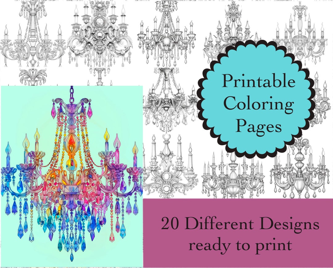Chandelier Coloring Book 20 Coloring Pages Instant Download Chandelier ...