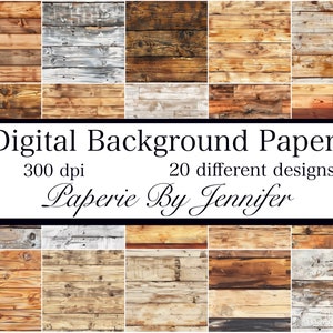 Houten achtergronden 20 ontwerpen Instant download houten kaart achtergrond Afdrukbaar plakboekpapier Houten paneel naadloze patronen Horizontaal hout