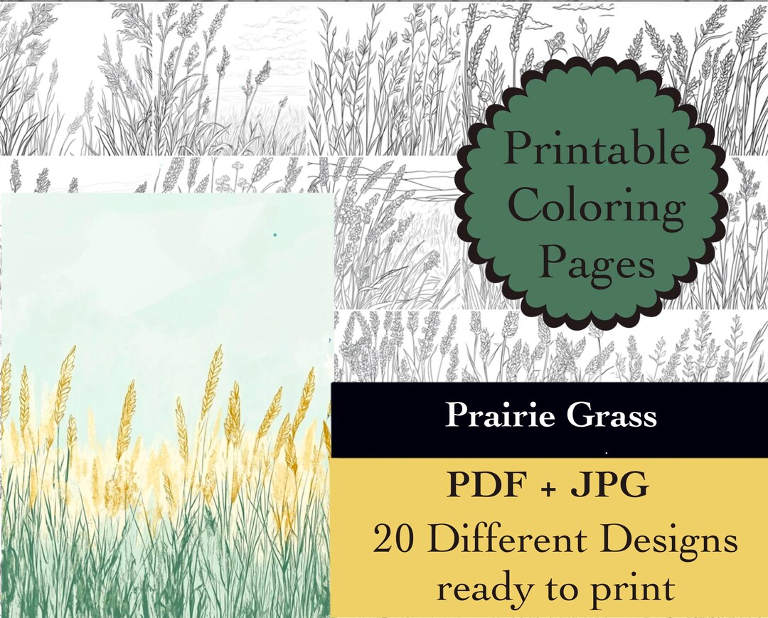 Prairie Grass Coloring Book 20 Grass Coloring Pages Instant Download ...