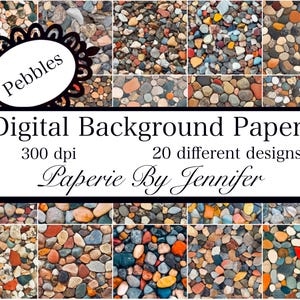 Mossy Pebbles Digital Paper: Nature Texture Backgrounds (Instant Download)