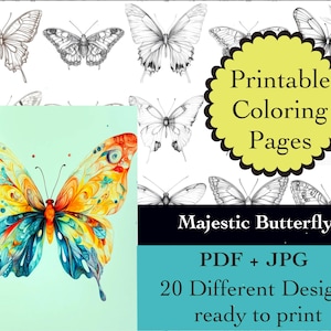 Butterfly Coloring Book 20 Butterfly Coloring Pages Instant Download Butterfly Printable Papers Coloring Book Images Butterfly Line Art