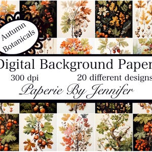 20 feuilles de scrapbooking imprimables Autumn Botanicals à téléchargement immédiat