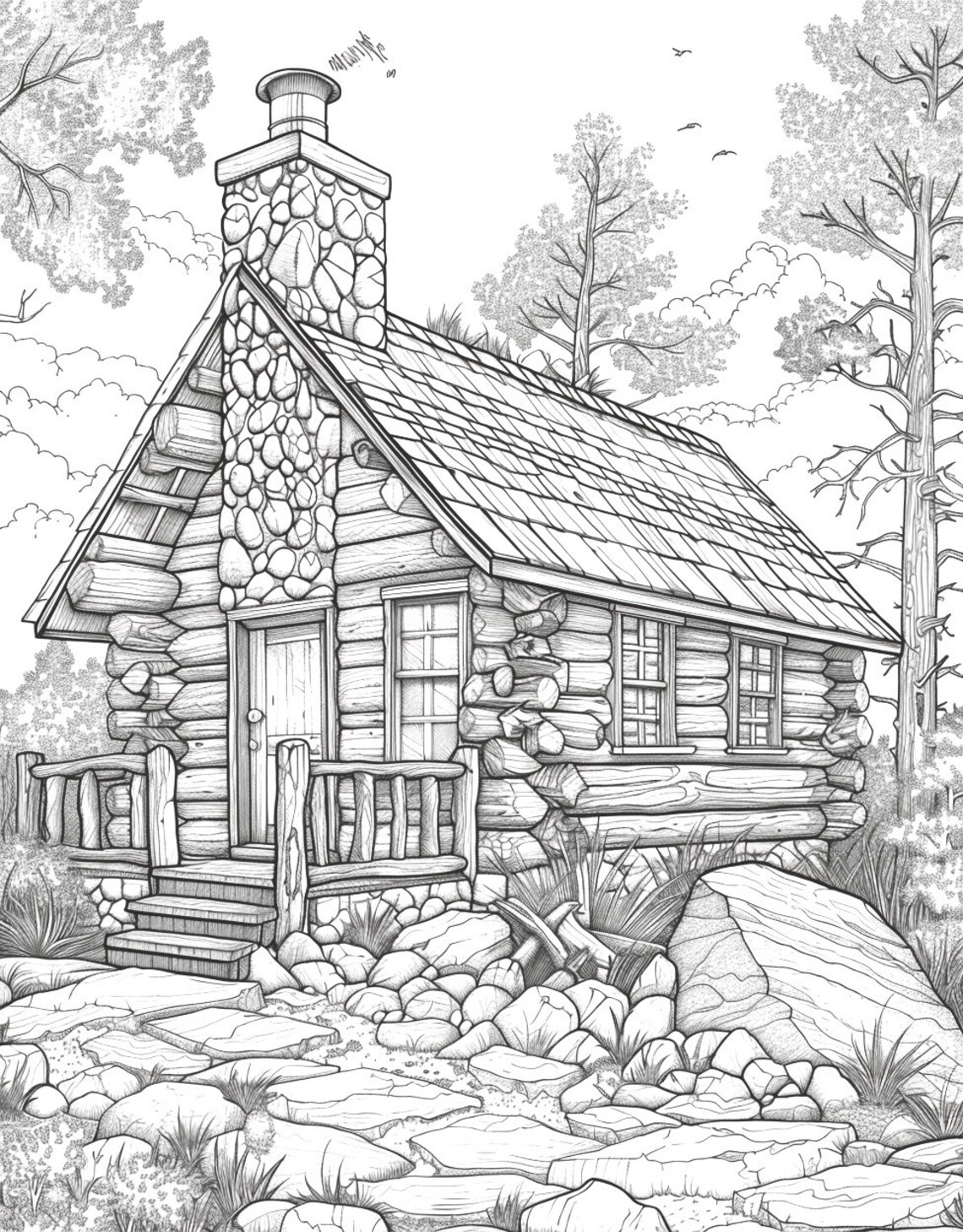 Log Cabin Coloring Book 20 Coloring Pages Instant Download Log Cabin ...