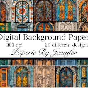 Fancy Doors 20 ontwerpen Instant Download Shabby Doors Afdrukbare plakboekpapieren Deurafbeeldingen