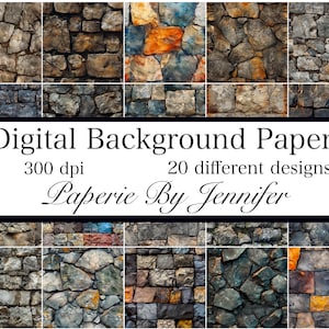 Rustic Stone Images 20 Stone Backgrounds Instant Download Stone Pattern Papers Stone Texture Background Printable Rocks Scrapbook Papers