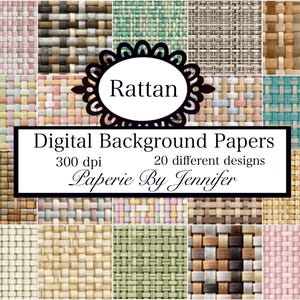 Rattan Woven Backgrounds 20 Designs Instant Download Basket Card Background Printable Scrapbook Papers Basket Texture Seamless Patterns