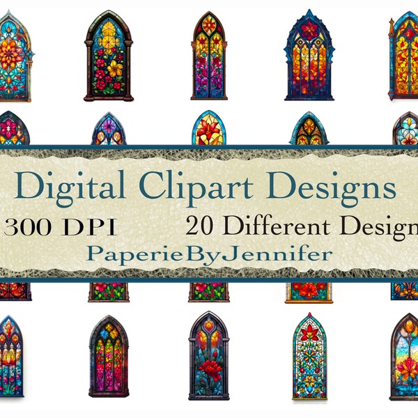 Cathedral Windows Clipart 20 Designs Stained Glass Images Window Instant Download Printable Gothic Windows Clipart Windows Clipart