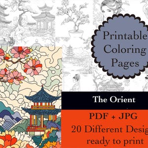 Asian Coloring Book: 20 Oriental Style Line Art Pages (Digital Download)