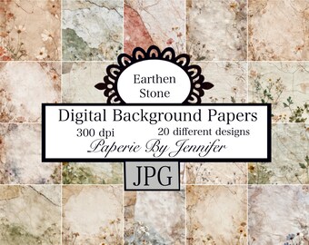 Earthen Stone Backgrounds: 20 Printable Nature Scrapbook Papers (Digital Download)