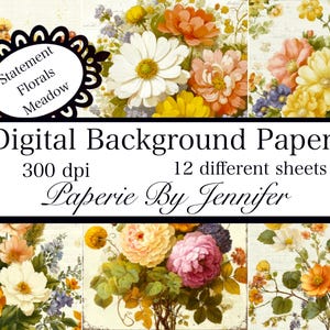 Floral Junk Journal Ephemera: Vintage Cuttable Designs (Digital Download, 12 Sheets)