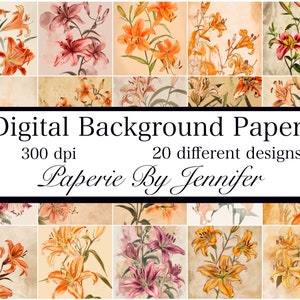 Vintage Lily Clipart: 20 Printable Floral Designs (Digital Download)