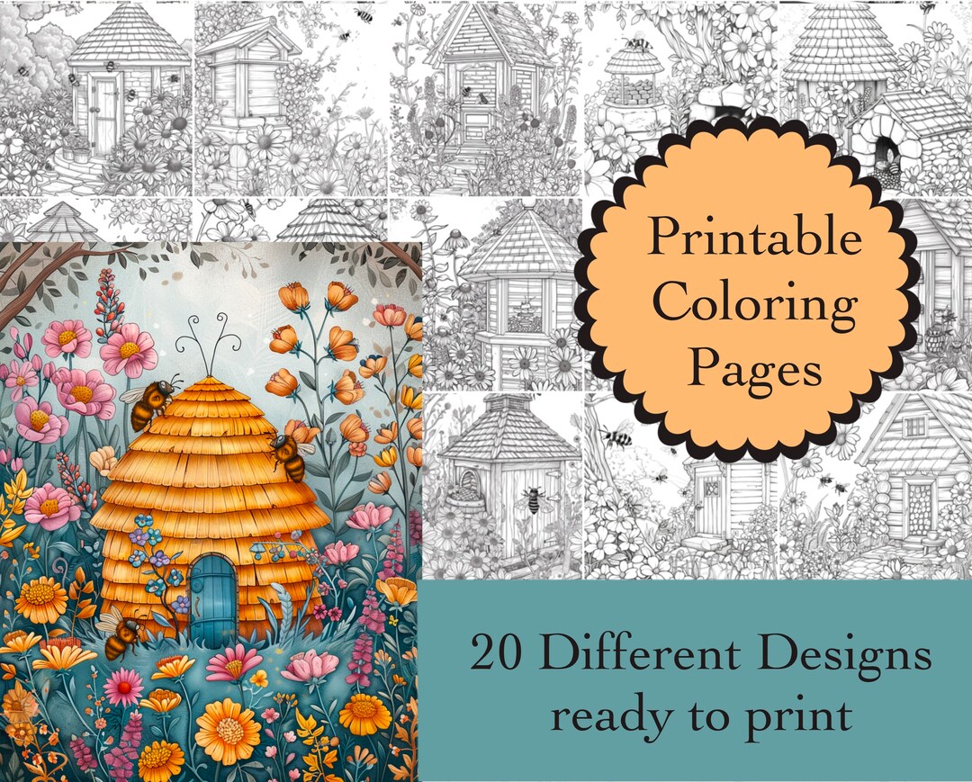 Beehive Coloring Book 20 Beekeeper Coloring Pages Instant Download Bee