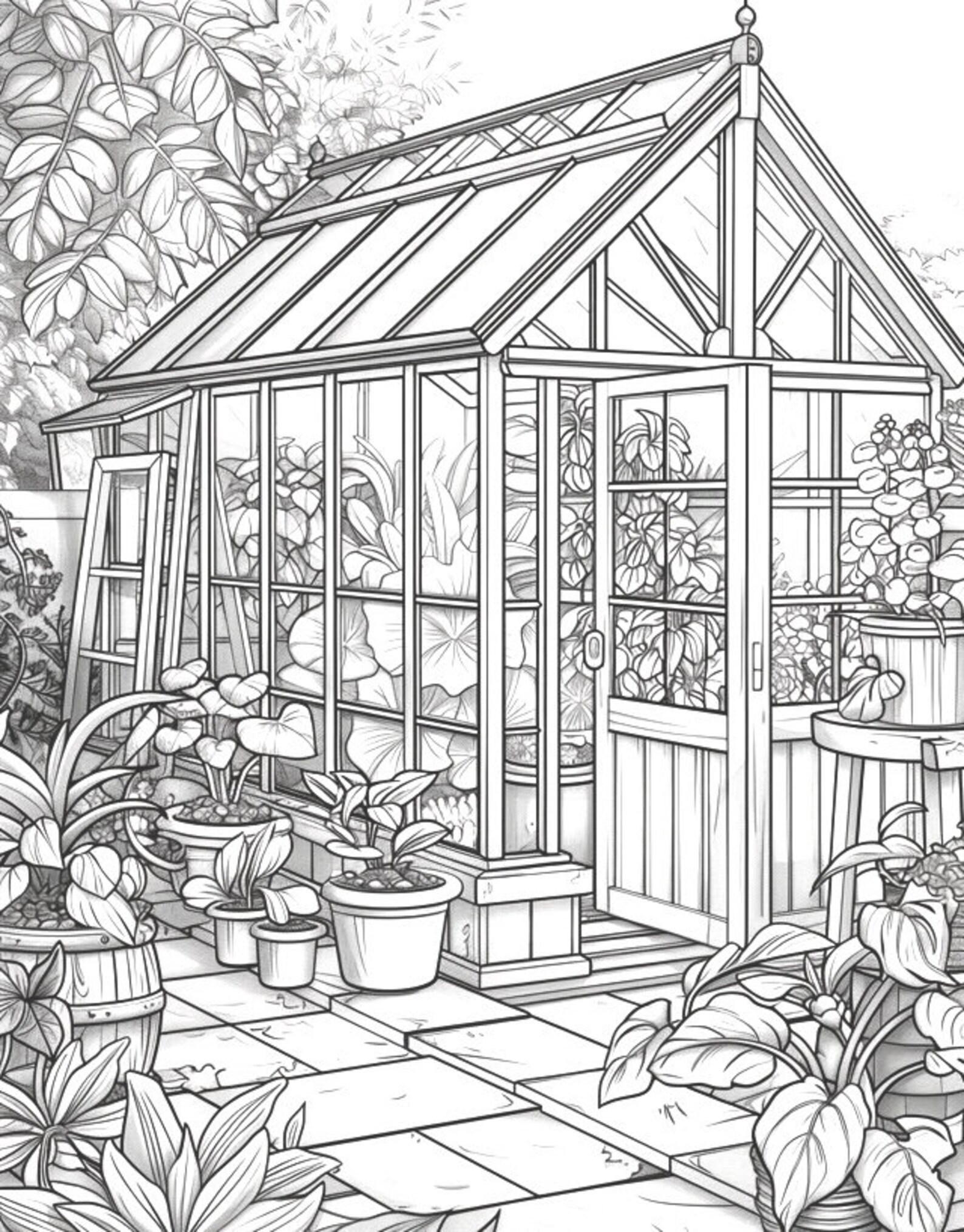 Greenhouses Coloring Book 20 Coloring Pages Instant Download Gardening