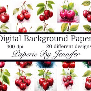 Kirschen Drucke Hintergrund 20 Sofort Download druckbare Kirschen Clipart Obst Scrapbook Papiere Kirschblüten Obst Bilder Kirsche Clipart