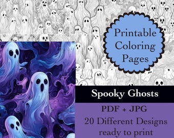 Ghost Coloring Book: 20 Spooky Halloween Pages (Digital Download)