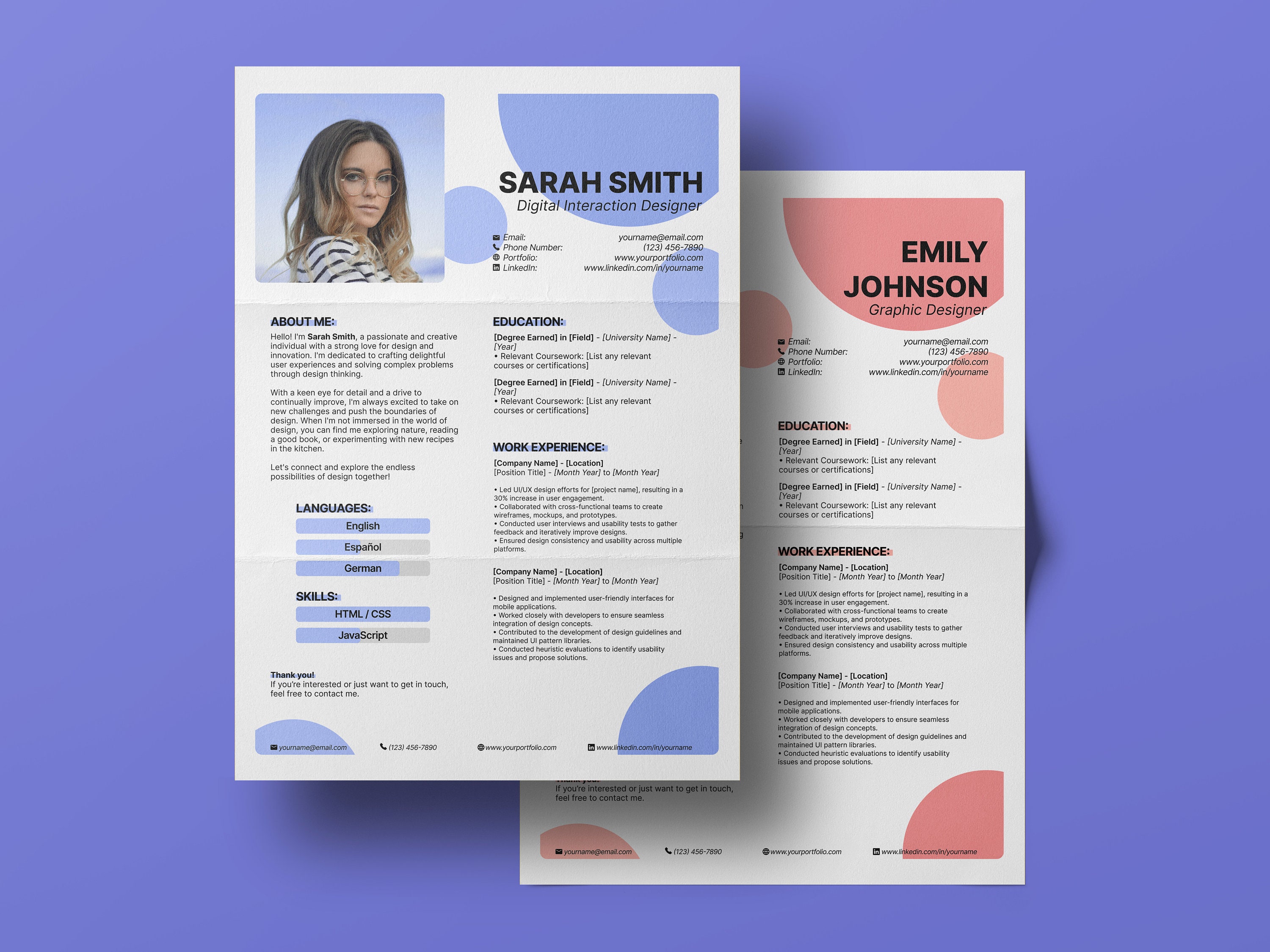 Creative Resume Template • Professional CV Template Minimalistic ...