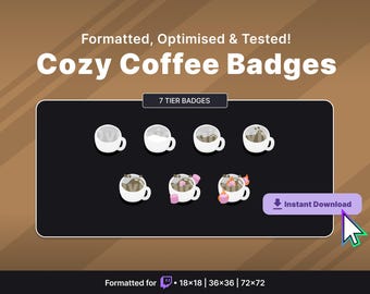 Cozy Coffee Twitch Badges | With Tier 2 & 3 Flairs!