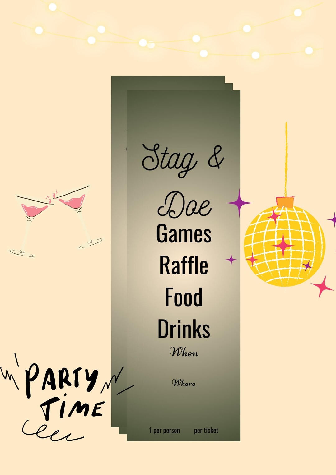 Stag and Doe Tickets Jack and Jill Party for Wedding Etsy
