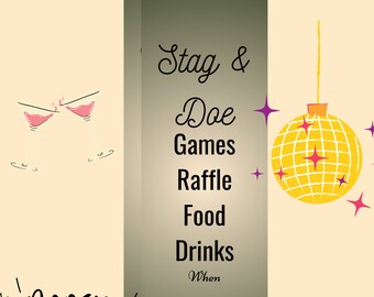 Stag and Doe Tickets, Jack and Jill party for wedding fundraiser raffle