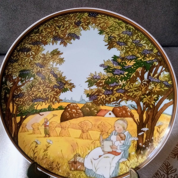 Heinrich-Villeroy und Boch Porzellan Sammelteller Wandteller "Herbst" Handgemalt Germany