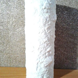 Może przedstawiać: Biały ceramiczny wazon z fakturowaną powierzchnią i wypukłymi wzorami muszli.