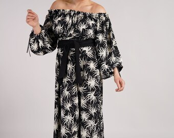 Bardot Style Neckline Sample Dress Francesca Belted Maxi Dress