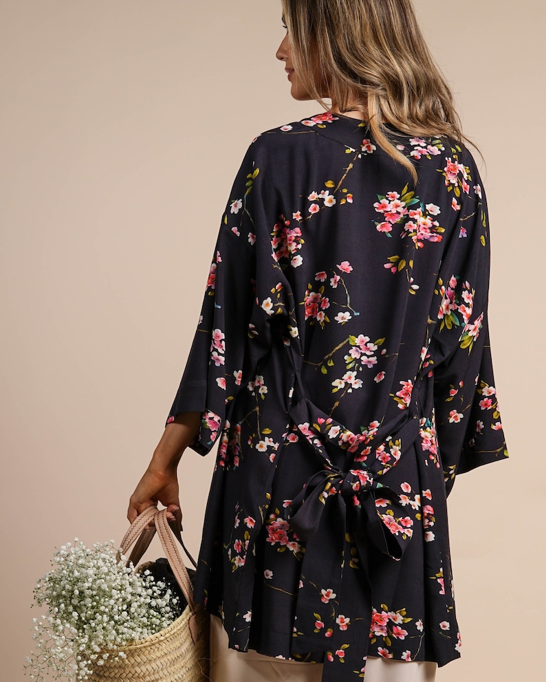 Seconds Sale Floral Kimono Coco Cherry Blossom Print Robe image 1