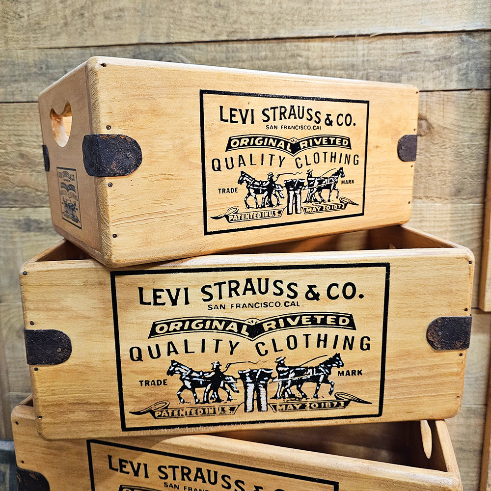 Classic Levis Jeans Box Handmade Vintage Style Display Crate Classic Levis Jeans Box Handmade Vintage Style Display Crate