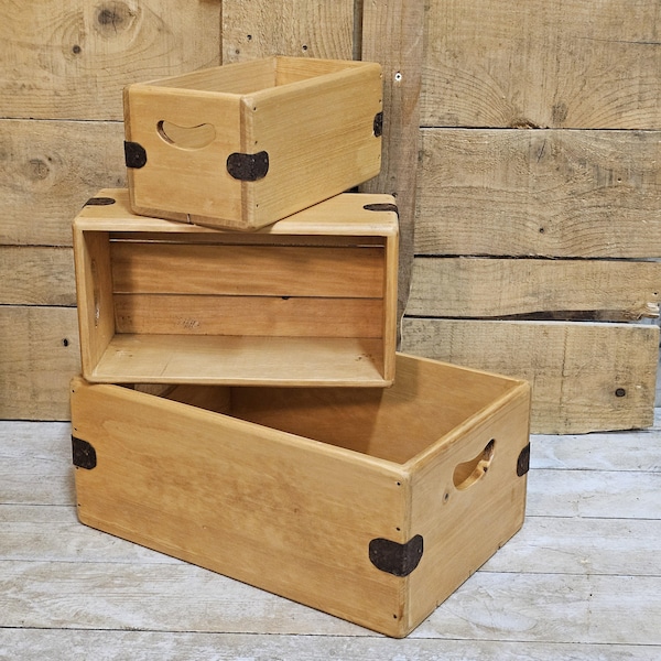 Handmade Vintage Style Wooden Box: Rustic Timber Crate
