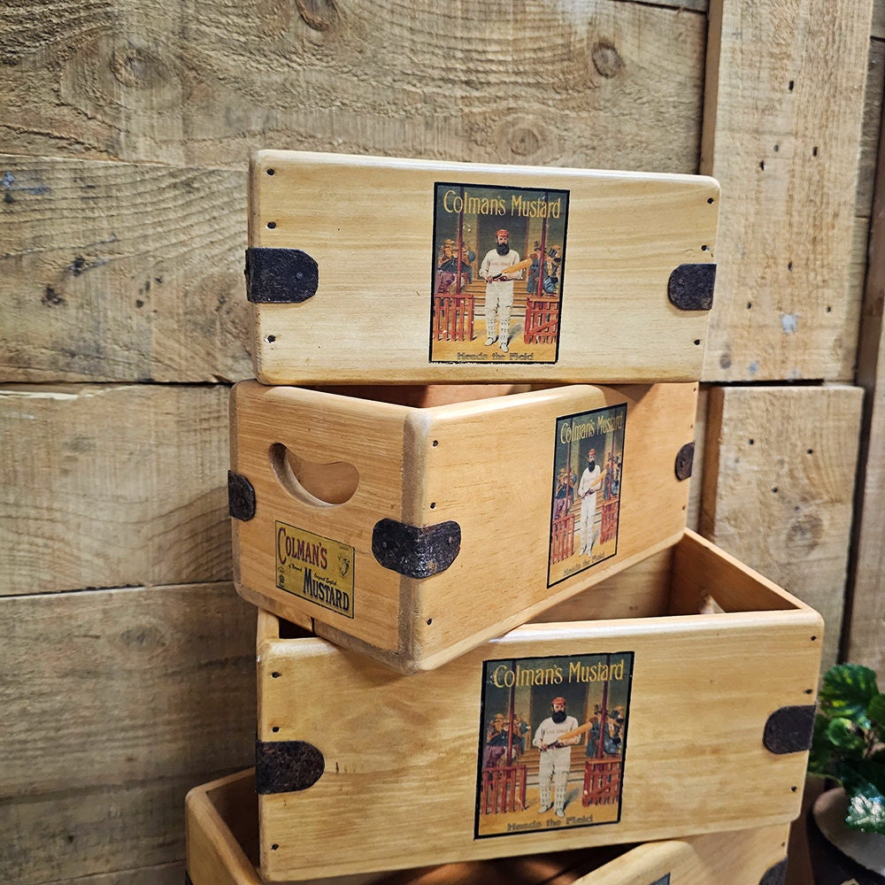 Cricket Box Handmade Vintage Style Colmans Advertising Crate Shop