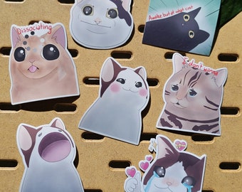 Silly cat meme stickers | Die Cut | Waterproof Vinyl Sticker | Gift for cat lovers gift | Water bottle laptop decal scrapbook | Cat lover