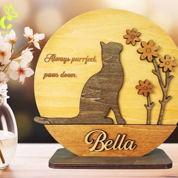 Cat Lover Gift - Laser Cut File - Personalized Cat Decor SVG