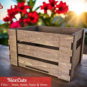 Casse di Legno Rustico (Laser Cut) - File SVG scatola regalo personalizzabile, organizzatore fai da te, File CNC di scatola di legno custom