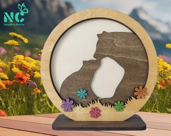 Mama Bear Laser Cut Files - Multi Layered Mom Personalized Gift for Mothers Day, Family Engraved Plaque SVG, Birthday Gift for Grandma