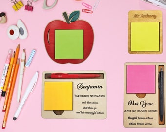 Sticky Notiz Halter - Geschenke für Lehrer, Laser Cut Dateien, Schreibtisch Organizer, Stifthalter, personalisiertes Geschenk für Lehrer, SVG Bundle