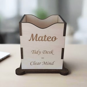 Portapenne in legno con file CNC, file di taglio digitale per regalo di apprezzamento personalizzato, pronto per il laser SVG
