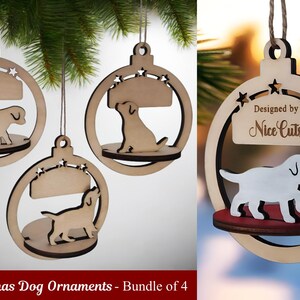 3D Hund Ornamente SVG Bundle - Benutzerdefinierte Weihnachten Laser Cut-Dateien für Tierliebhaber, personalisierte Geschenke, einzigartige Baum Dekor CNC-Dateien