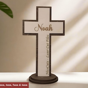 File tagliati al laser per supporto a croce - SVG per decorazioni religiose cristiane, espositore in legno personalizzato, regalo di Natale personalizzato, file CNC per Pasqua