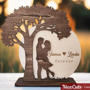 Archivos listos para cortar con láser de pareja romántica: signo de amor personalizado SVG, archivos de decoración de regalo únicos para bodas, aniversarios y el día de San Valentín