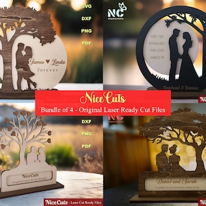 Casal romântico sob a árvore, arquivos prontos para corte a laser - pacote SVG exclusivo, presentes personalizados de casamento e aniversário, placa de decoração de amor personalizada