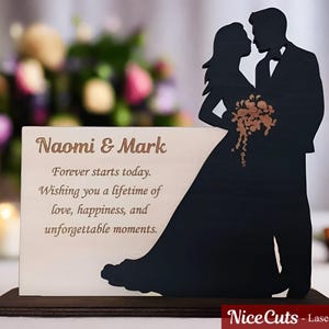 Romantisches Paar Laser Cut Bereit - Liebe Personalisiertes Zeichen SVG - Laser Schnitt Dateien für Hochzeit, Jubiläumsgeschenk, Benutzerdefinierte Verlobungsplakette