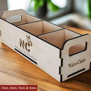 Teebeutel Organizer Box Laser Cut Dateien - 3 Fach Rustikale Küche Aufbewahrungskiste SVG, Benutzerdefinierte Zucker Paket Halter CNC Dateien